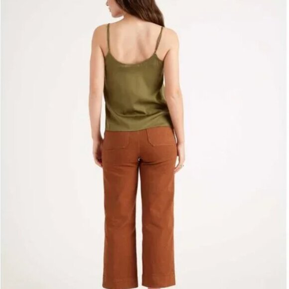 Quince Stretch Cotton Twill Wide-Leg Crop Pant Rust Brown High Rise Size 27 NEW - Picture 2 of 5
